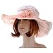 Vbiger Women Floral Pattern Chiffon Layer Kentucky Derby Wide Brim Hat ( Peach Pink)
