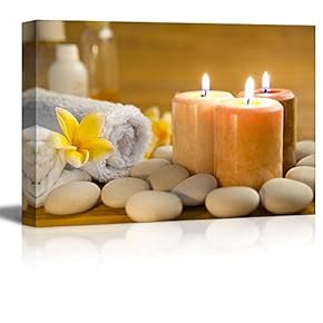 BRAND_NAMEZen Stones Burning Candles in a Spa