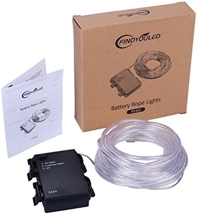 Findyouled String Lights Battery Powered with Timer Decor Rope Fairy Starry String Light, 16.5ft 50LED on Silver Wire for Outdoor, Indoor, Christmas Waterproof (Battery NOT INCLUDED) (White)