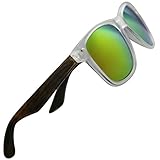 Polarized Pear Wood Wayfarer Sunglasses by Eye Love, Flash Mirror Lens Lightweight, 100% UV Protection, Glare Eliminating