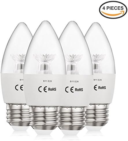 AED Lighting Candle Bulb LED Light Bulb Energy Saving 6W=60W Non-Dimmable Daylight Ceiling Fan 4 Pack