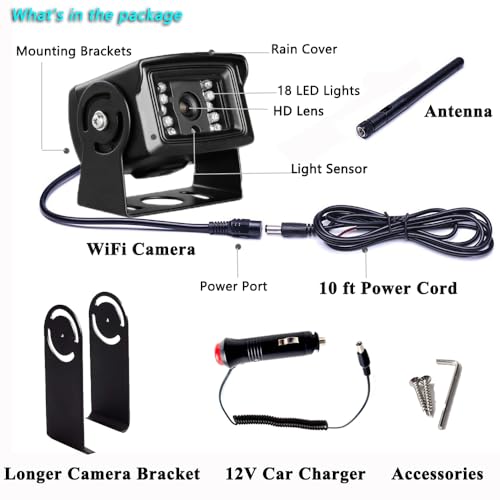 Wireless Backup Camera, LASTBUS Night Vision Wide View Angle IP69