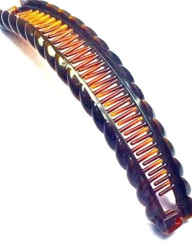 BROWN BANANA HAIR Clip Tort Large Barley Twist Clip Comb Ladies Hair Fish Grip Slide - Image 3