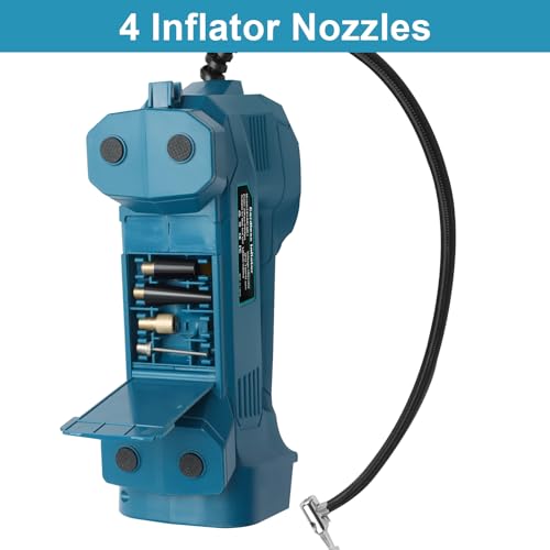 QUPERR Battery Compressor Compatible with Makita 18 V Battery, Electric Air Compressor up to 10.34 Bar with LED Light & Auto Stop, Portable Air Pump for Car, Motorcycle, Bicycle, Balls (without Battery)