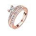 Gold Plated Ring, Round Cut Cubic Zirconia CZ Engagement Wedding Ring Set For Women-Rose Gold Size 8
