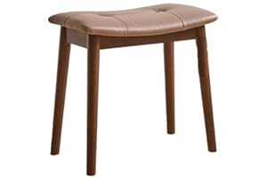 Premium Saddle Vanity Stool, Wooden Counter Stool, Padded Makeup Stool, Backless Dressing Table Bench, Suitable for Bedroom, 