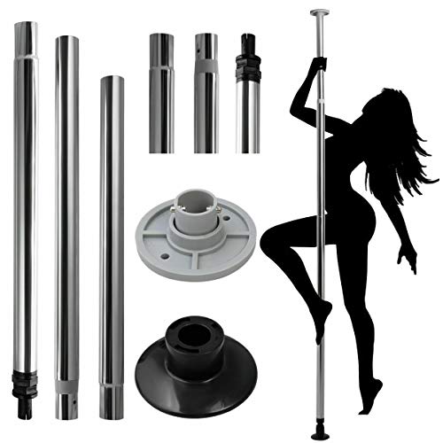 250 Lbs Sturdy & Adjustable Dance Pole Full Kit Portable Stripper Exercise Fitness Club Party Dancing Silver Levels of Dancers in Your Own Home