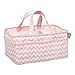 Pink Sky Storage Caddy - Chevron Print Body and Handles, Quatrefoil Print Lining, Dot Trim, Pink and White, Two Handles, 12 in x 6 in x 8 in