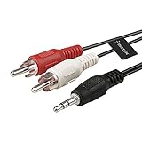 JEXON STEREO MINI 3.5MM TO DUAL RCA AUDIO CABLE / MINI 3.5MM TO TWO RCA PLUG 6FT