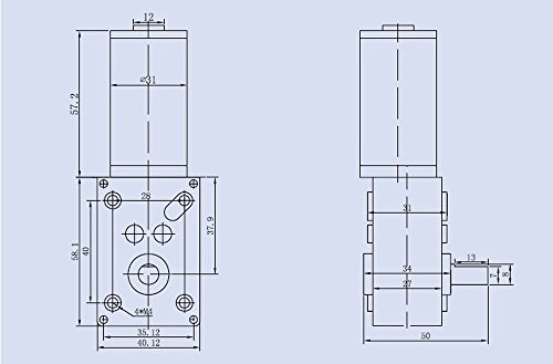 BEMONOC Reversible DC Gear Motor 12V 110 RPM DC Worm Geared Motor with Metal Gear Box for Toys
