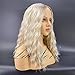 LANOVA 613 Curly Wigs for Women Synthetic Hair Wigs Ombre Platinum Blonde Wigs with Roots Middle Part Transparent Lace LANOVA-031-18