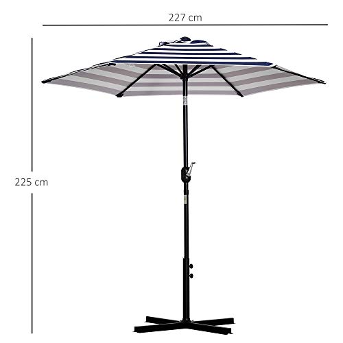 Outsunny Sonnenschirm Gartenschirm Terrassenschirm Gestell Stahl im Freien Blauer Streifen Ø230 x 216 cm – Bild 8