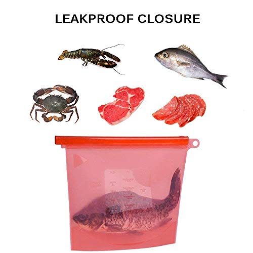 Reusable Silicone Food Storage Bag Airtight Zip Seal Bags fruits vegetables meats fish soups juice lunch sandwiches microwave steamer refrigerator freezer
