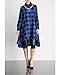 olrain Womens Plaids V Neck Long Sleeve Irregular Hem Casual Shirt Dress Large Blue