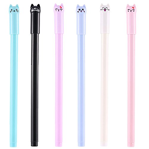 12 Pieces Cute Cat Pen 0.5 mm Gel Pens Black Ball Point Pens for School Office Supplies - Thumbnail 4
