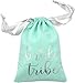10pc Bride Tribe Drawstring Bags w/ Satin Ribbon, 7x5” - Cotton Pouch for Bridesmaids, Bachelorette, Bridal Party, Bridal Shower, Wedding Favor, Survival Kit, Hangover Kit (7x5 Inch (Pack of 10), Mint