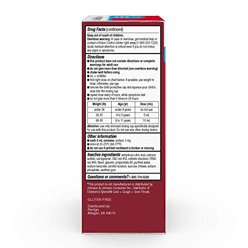 Basic Care Children's Cold, Cough & Sore Throat Oral Suspension, Bubblegum Flavor, 4 Fluid Ounce - Thumbnail 4