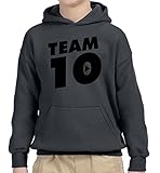New Way 784 - Youth Hoodie Team 10 Ten #Team10 Jake Paul Unisex Pullover Sweatshirt Medium Charcoal
