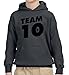 New Way 784 - Youth Hoodie Team 10 Ten #Team10 Jake Paul Unisex Pullover Sweatshirt Medium Charcoal
