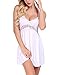 Monrolove Sexy Babydoll Lingerie For Women Lace V Neck Full Slip Nightwear White S