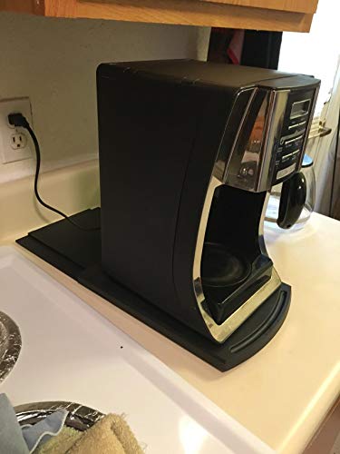 Kitchen Caddy Sliding Coffee Maker Tray 12", Flyisland Premium BPA-Free ABS Under Cabinet Appliance Coffee Maker Toaster Countertop Storage Moving Slider with Smooth Rolling Wheels (Black, ABS)