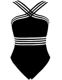 Traje de baño de una pieza para dama, parte delantera cruzada