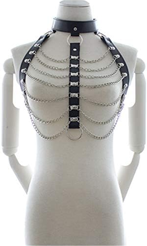 YHBAO Women's PU Leather High Collared Body Chest Harness Costumes Lingerie Outfits