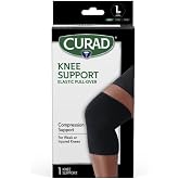CURAD Knee Support for Men &amp; Women, Elastic, Pull-Over, Knee Brace for Running Knee Pain, Workout Sports Knee Brace, Black, Large