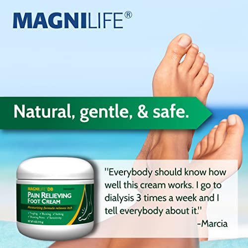 MagniLife DB Foot Cream, Calming Relief for Burning, Tingling, Shooting & Stabbing Foot Sensations - Soothes Dry, Cracked, Itchy, Sensitive Skin (4 oz Jar)