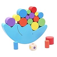 GUCHIS Colorful Moon Balancing Blocks Toy Wooden Stacking Blocks Balancing Game Moon Equilibrium Game Sorting Toy Balancing Moon Toy Early Educational Toys for Kids