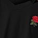 Abetteric Women's Rose Embroidery Short Sleeve T-Shirt Crop Tops Black Large