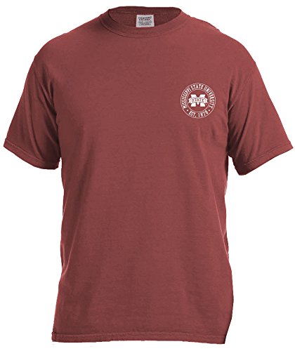 NCAA Mississippi State Bulldogs Campus Building Short Sleeve Comfort Color Tee, XX-Large,Brick
