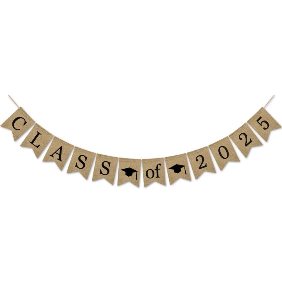 SWSATYW Class of 2025 Jute Burlap Graduation Party Banner Classroom Decoration Backdrop