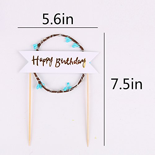 PALASASA Blue LED lights Happy Birthday Garland cake topper for Birthday Party Decorations