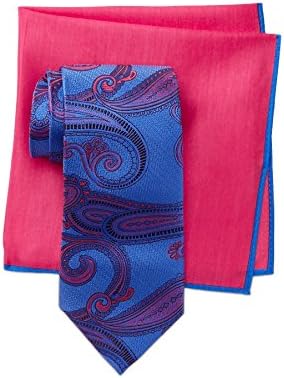 Ted Baker Men's Paisley Pattern Silk Tie &amp; Pocket Square Set, OS, Blue