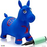 Horse Hopper Blue - Inflatable Horse Bouncer Free Pump Included - Bouncy Horse Toys for Kids & Toddler Riding Horse Toy Great for Indoor and Outdoor Toys Play - Best Gift for Boys and Girls (Blue)