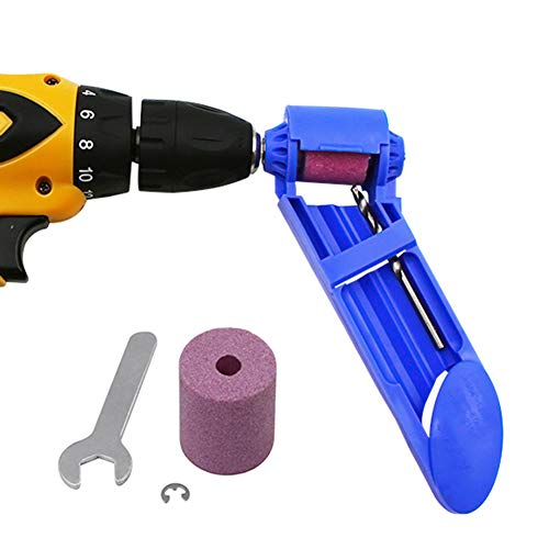 qiguch66 Drill Bit Sharpening Tool, Portable Drill Bit Grinder, Iron-Based Bit for Grinding, 2-12.5mm Drill Bit Sharpener, with Wrench and Grinding Wheel Blue