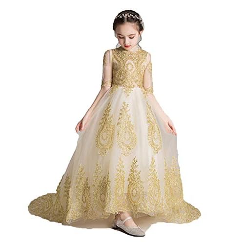 gold lace flower girl dresses