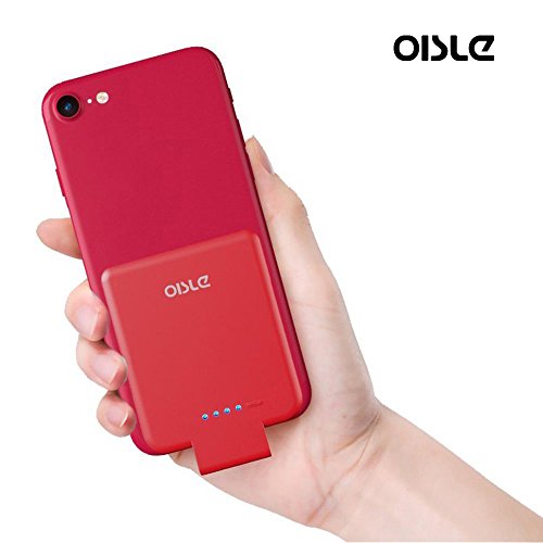 OISLE iPhone Palm-Sized Power Bank 2200mAh,Ultra Thin Wireless Backup Battery(0.28inch Thickness,51g Weight) with Lightning Port,High-Speed Charging Mode External Battery for iPhone 5(s)/6(s)/7 (Red)