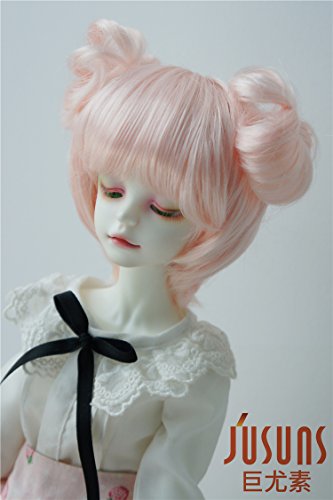JD301 7-8'' 18-20cm Light Pink Dumpling Wigs 1/4 MSD BJD Doll Hair Porcelain Doll Accessories