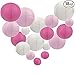 UNIQOOO 18PCS Pink Paper Lanterns Wedding Party Decoration Set, Reusable Easy Assemble, Hanging Pastel Japanese Lantern Lamp, for Birthday, Baby Shower Party Favor, Assorted Size 12 Inch 10, 8 6 4''