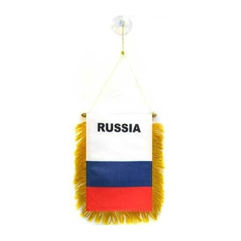 AZ FLAG - Russia Mini Banner - 6'' x 4'' - 100% Polyester Russian Small Pennant for Car - Double-sided Flag with Suction Cup Hanger — image 1