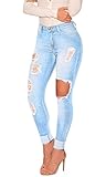 Gemijack Women's Cotton Slimming Butt Lift Distressed Jeans Skinny Denim Pants