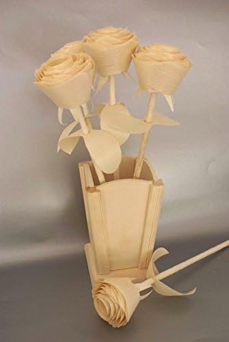 5 Handmade wooden roses and vase for five year wood anniversary, Floral centerpiece, Get well birthday gift