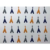 TeePee Confetti - Navy, Orange, and Grey TeePees - Teepee Decor - Tribal Birthday Party - Tribal Baby Shower - Wild One Baby Shower - 300 pieces