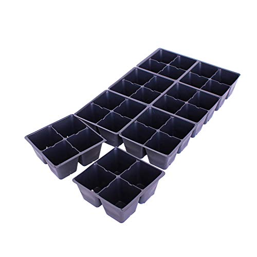 Handy Pantry Black Plastic Garden Tray Inserts - 10 Sheets of 32 Planting Pot Cells Each - 2x2 Nested x8 Configuration - Perforated - Nursery, Greenhouse, Gardening