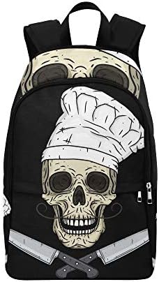 Skull Toque Knifes Cartoon Skull Chef Casual Daypack Travel Bag College School Backpack for Mens and Women