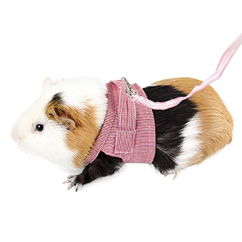 FakeFace Guinea Pigs Safety Harness Soft Adjustable Stripe Pet Outdoor Walking Harness Vest Lead Rope for Rats Hamster Hedgehogs Ferrets Squirrels Small Animal Pet Training or Walking