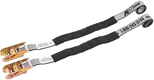 AW Direct BA104TP 2"W x 64"L Medium-Duty Underlift Tie-Downs with Long-Lasting Wear Pad Sleeves, Professional Grade Durable PVB-Coated Towing Tie Down Straps Gray with Reflective Striping (One Pair)