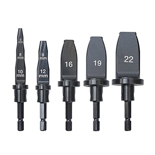 Ticfox 5 Piece Copper Pipe Drop Tool Drill Bit Set Screwdriver Bits Aluminum Tube Expander (American Standard Black Standard)